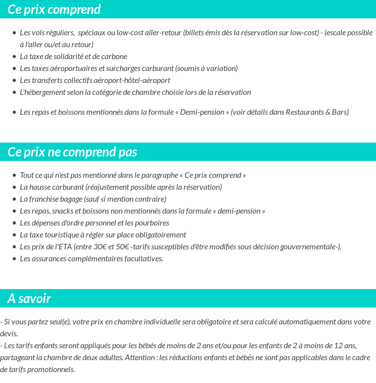 Conditions tarifaires
