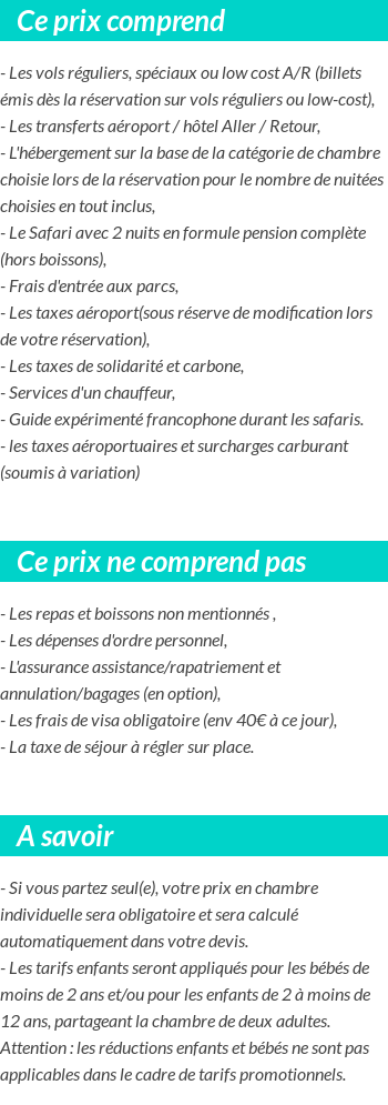 Conditions tarifaires