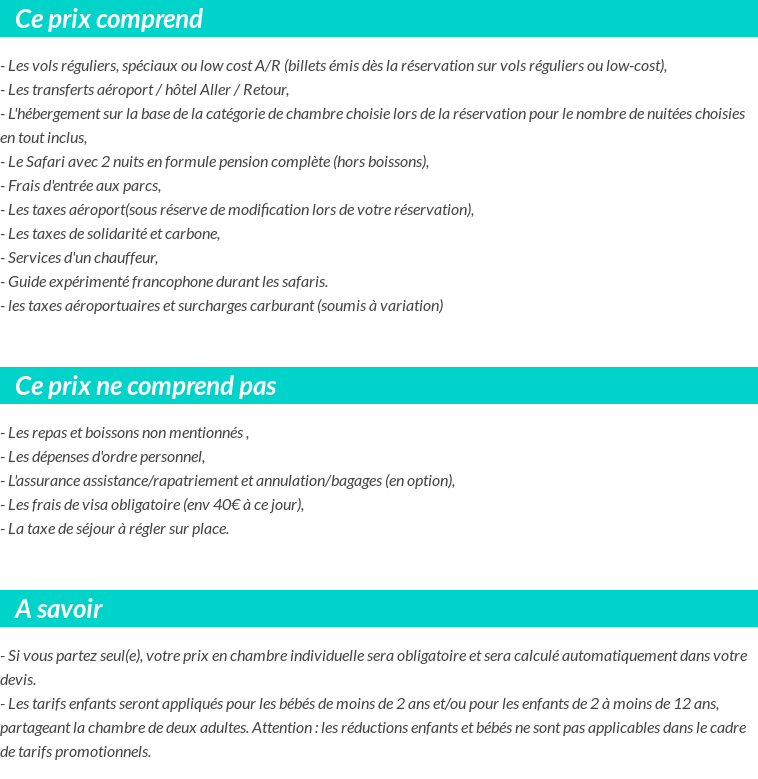 Conditions tarifaires