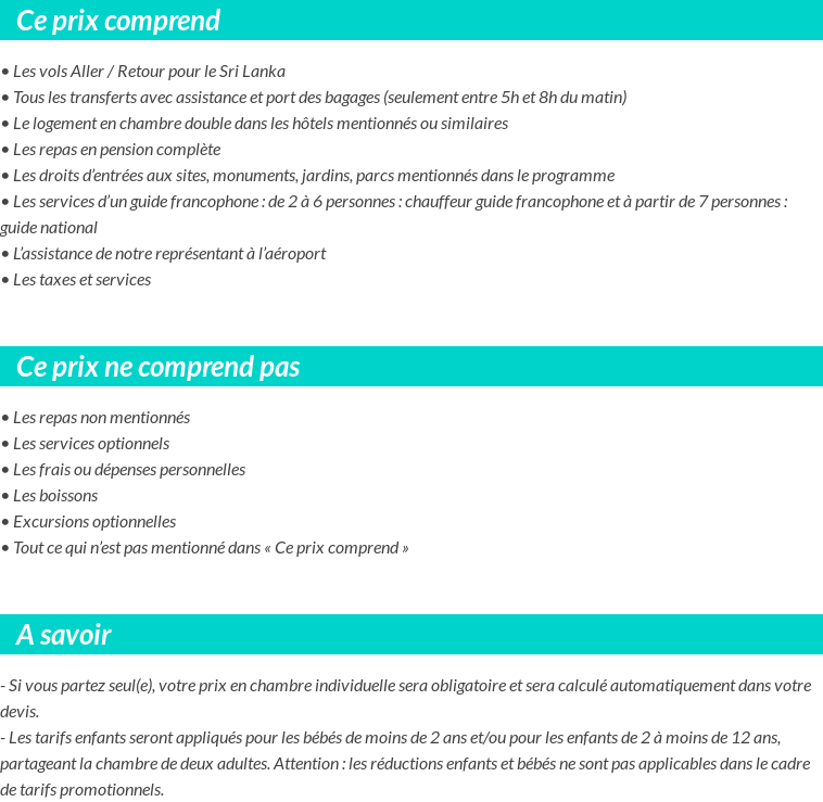 Conditions tarifaires