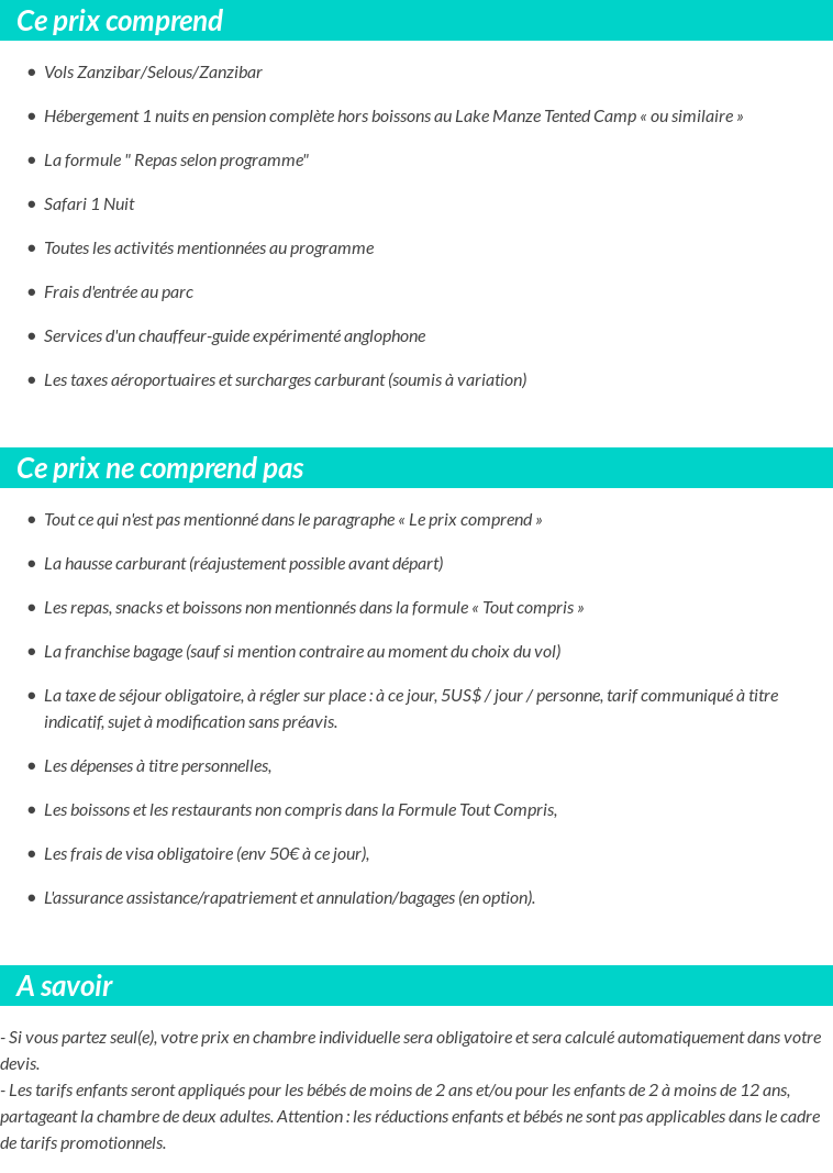 Conditions tarifaires