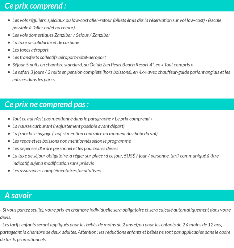Conditions tarifaires