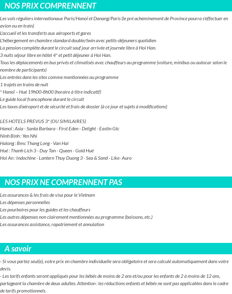 Conditions tarifaires