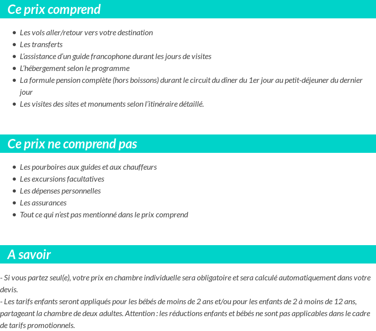 Conditions tarifaires