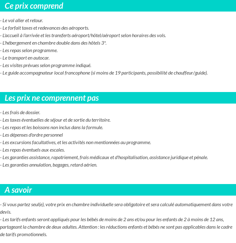 Conditions tarifaires