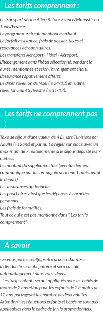 Conditions tarifaires