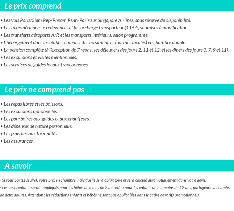 Conditions tarifaires