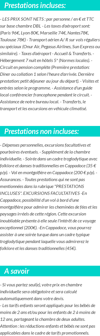 Conditions tarifaires