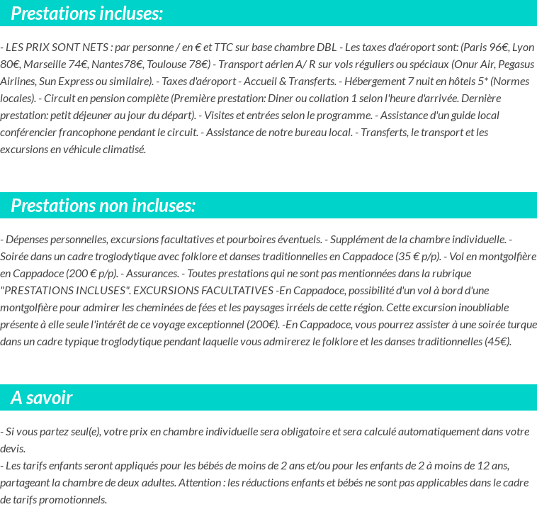 Conditions tarifaires