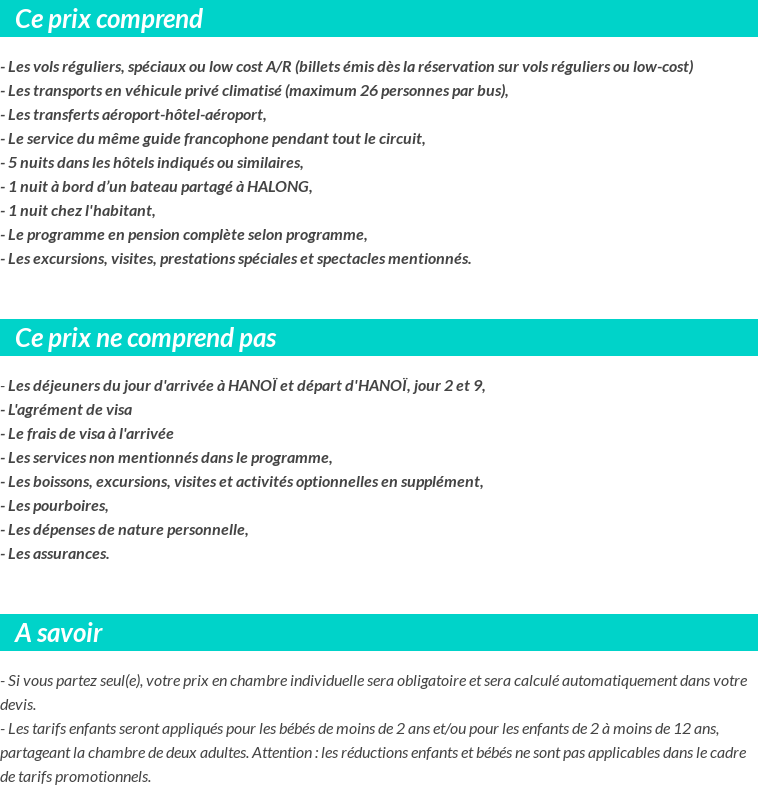 Conditions tarifaires