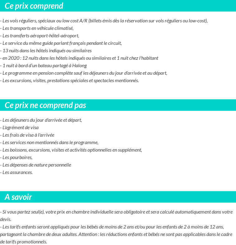 Conditions tarifaires