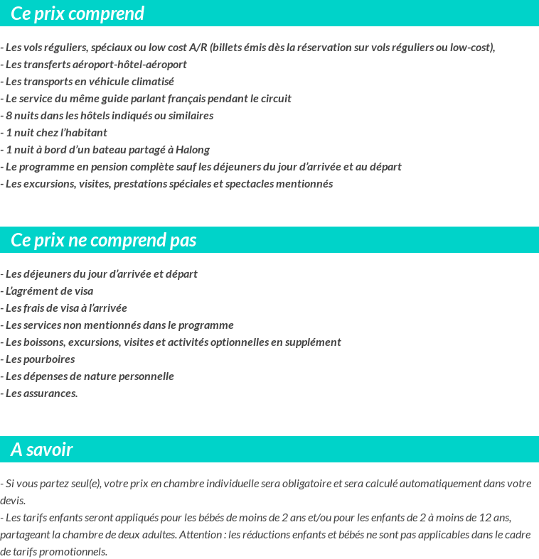 Conditions tarifaires