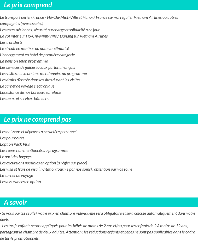 Conditions tarifaires