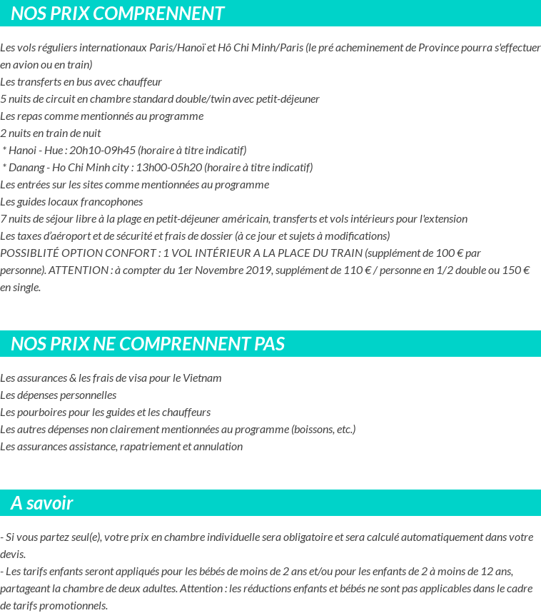 Conditions tarifaires