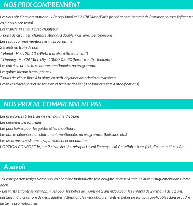 Conditions tarifaires