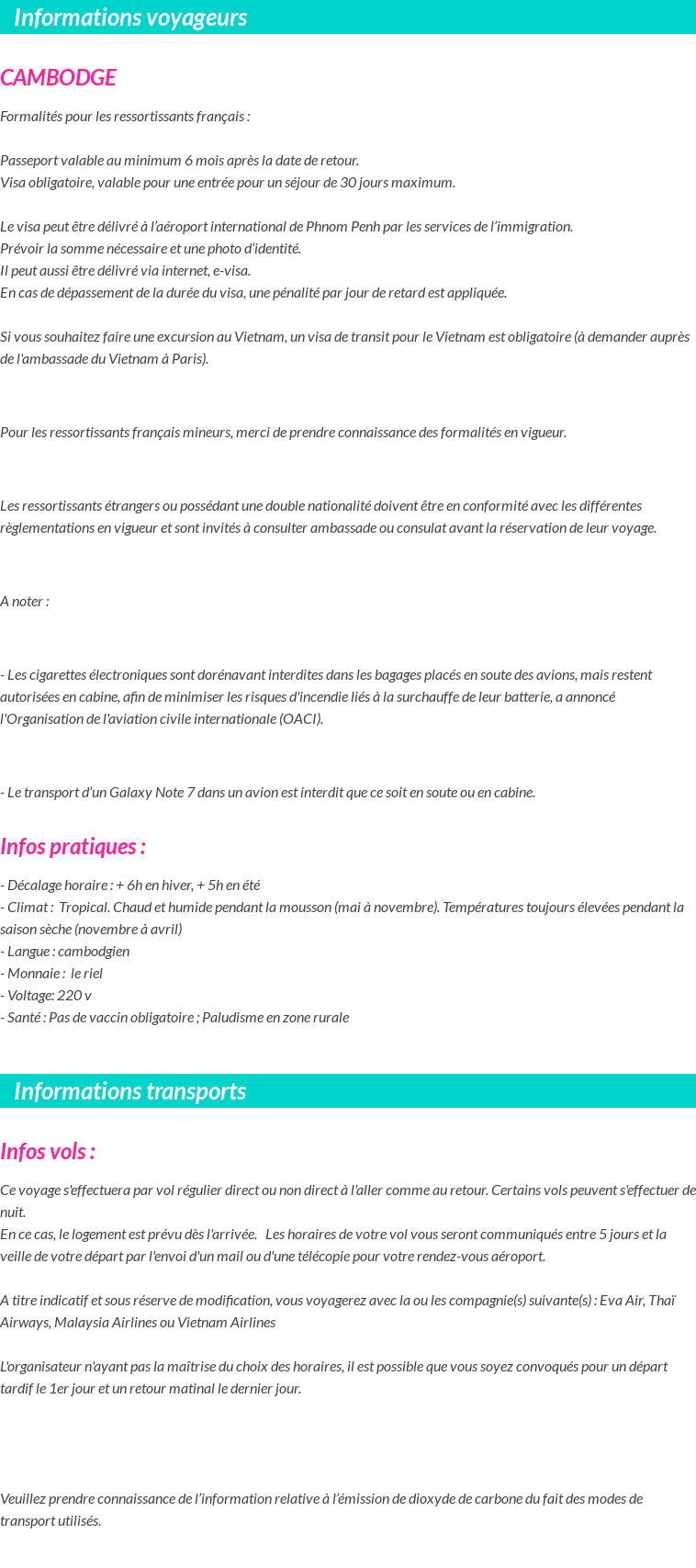 Formalités et infos voyageurs