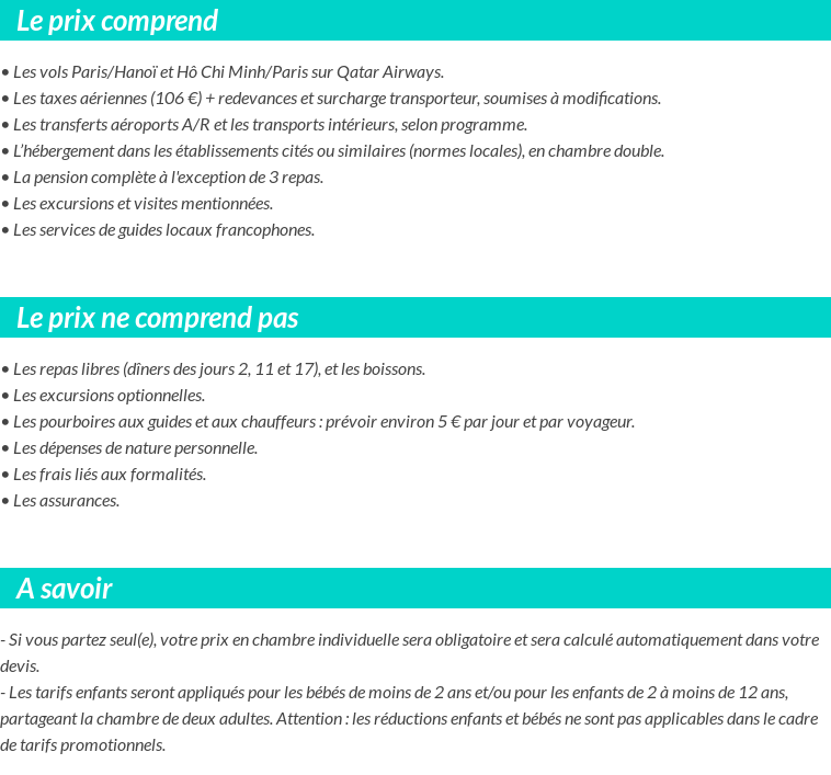 Conditions tarifaires