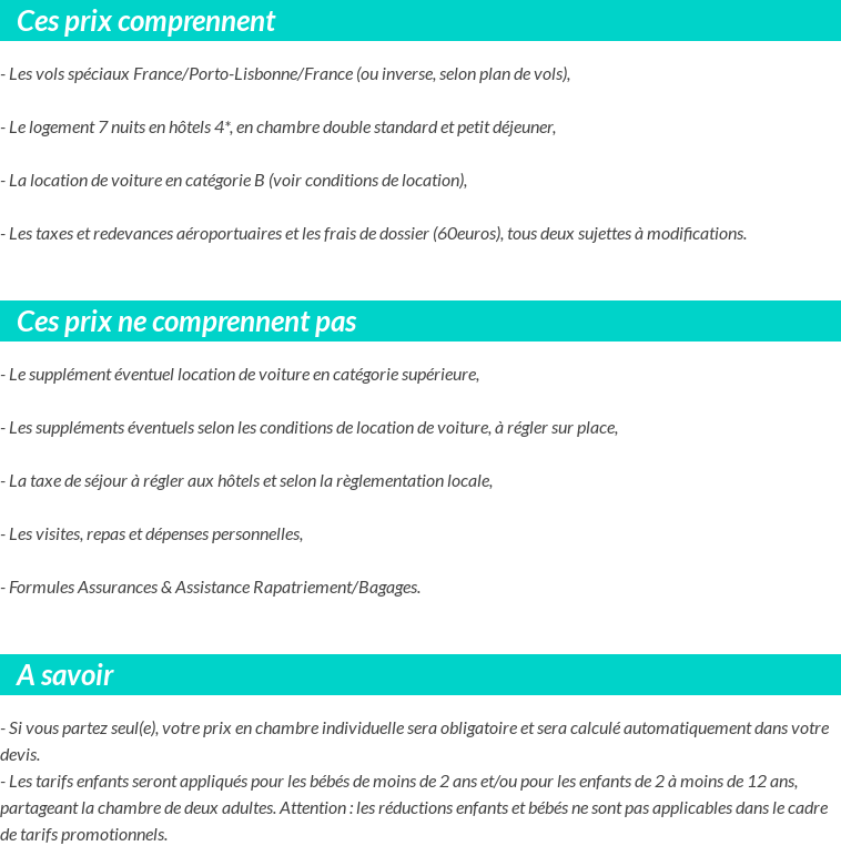 Conditions tarifaires