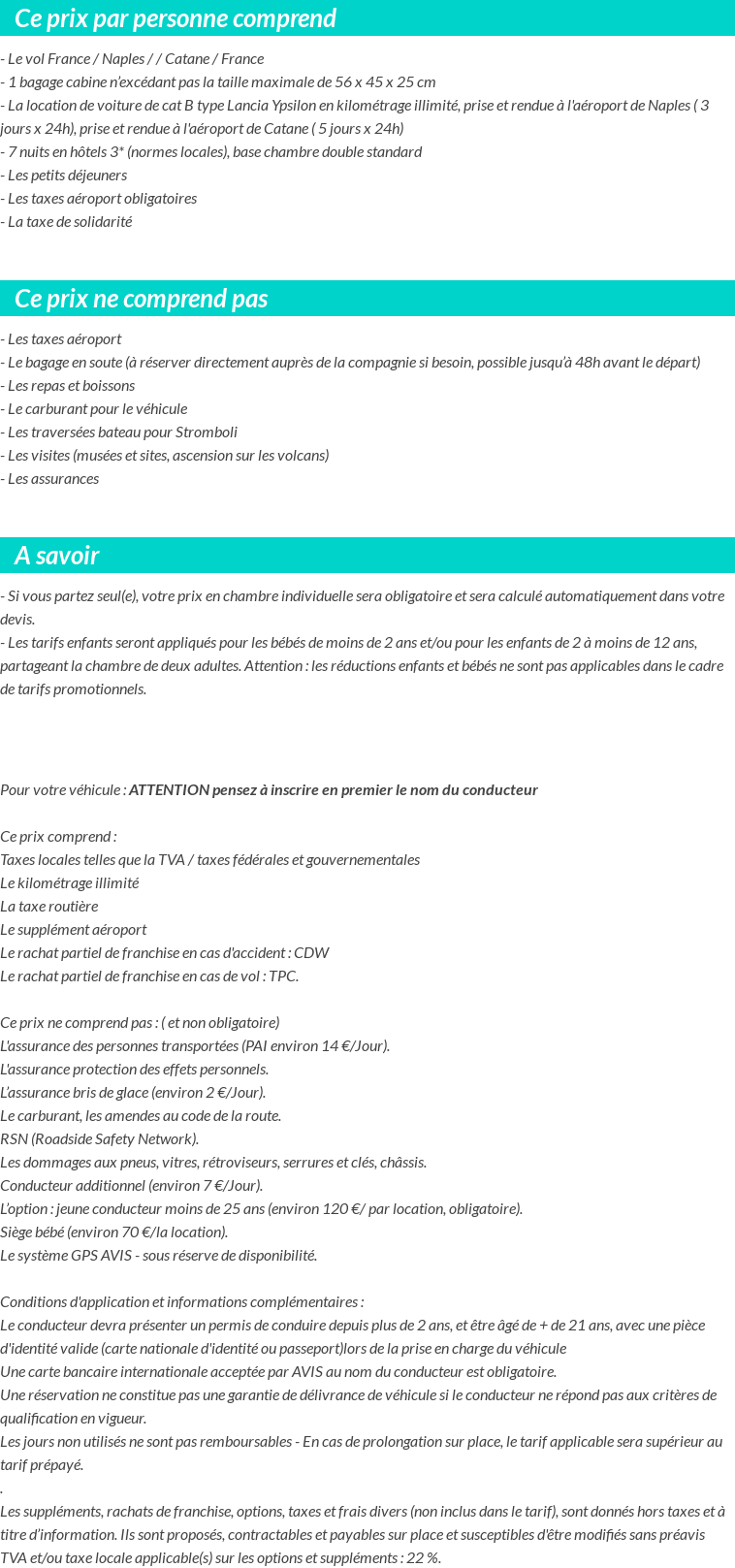 Conditions tarifaires