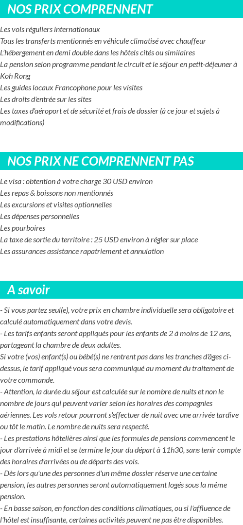 Conditions tarifaires