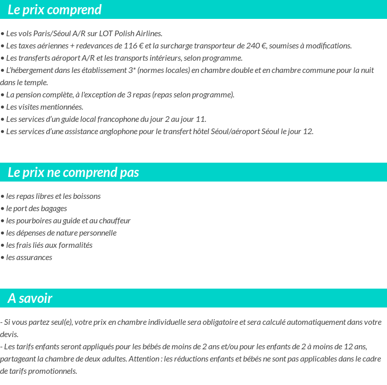 Conditions tarifaires