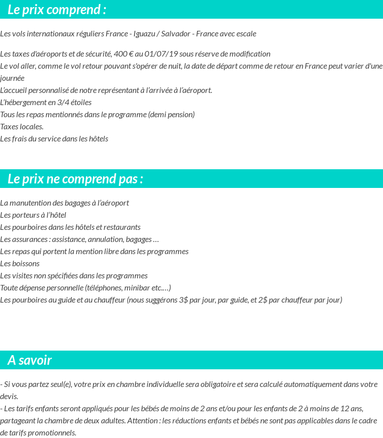 Conditions tarifaires