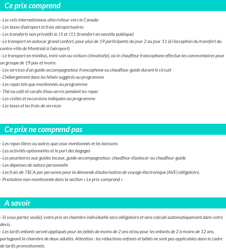 Conditions tarifaires