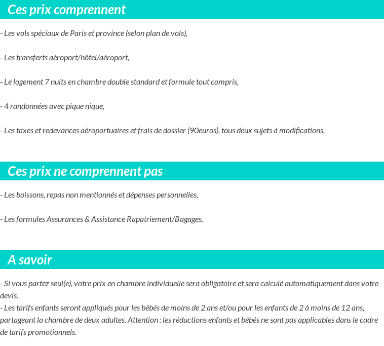 Conditions tarifaires