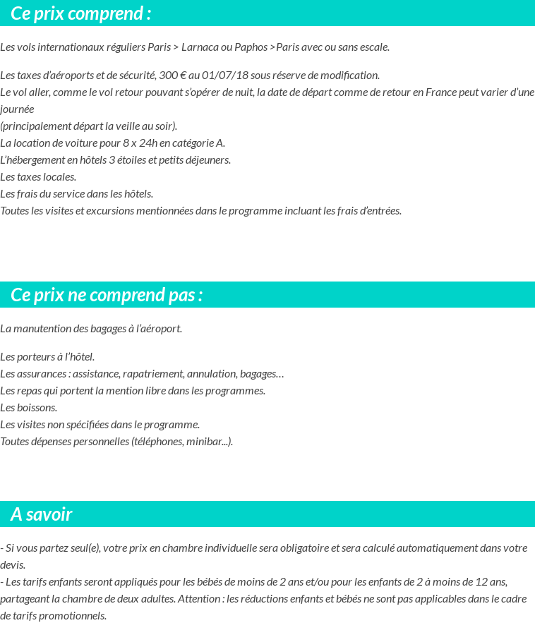 Conditions tarifaires