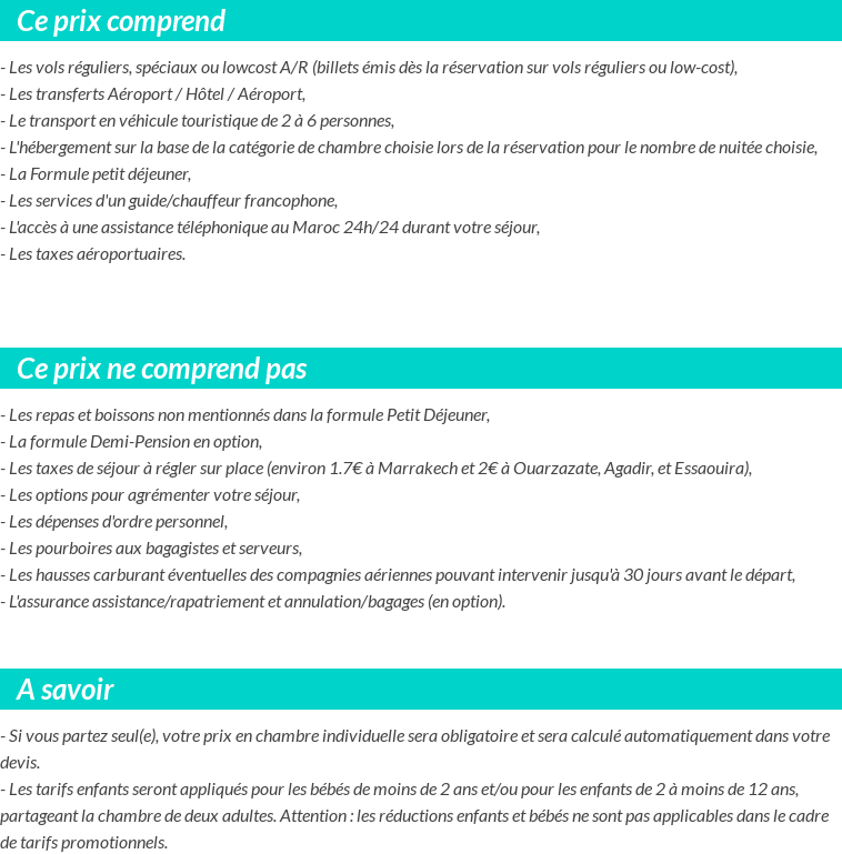 Conditions tarifaires