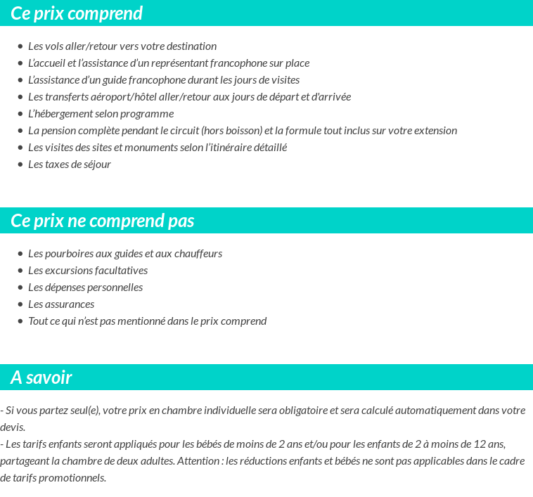 Conditions tarifaires