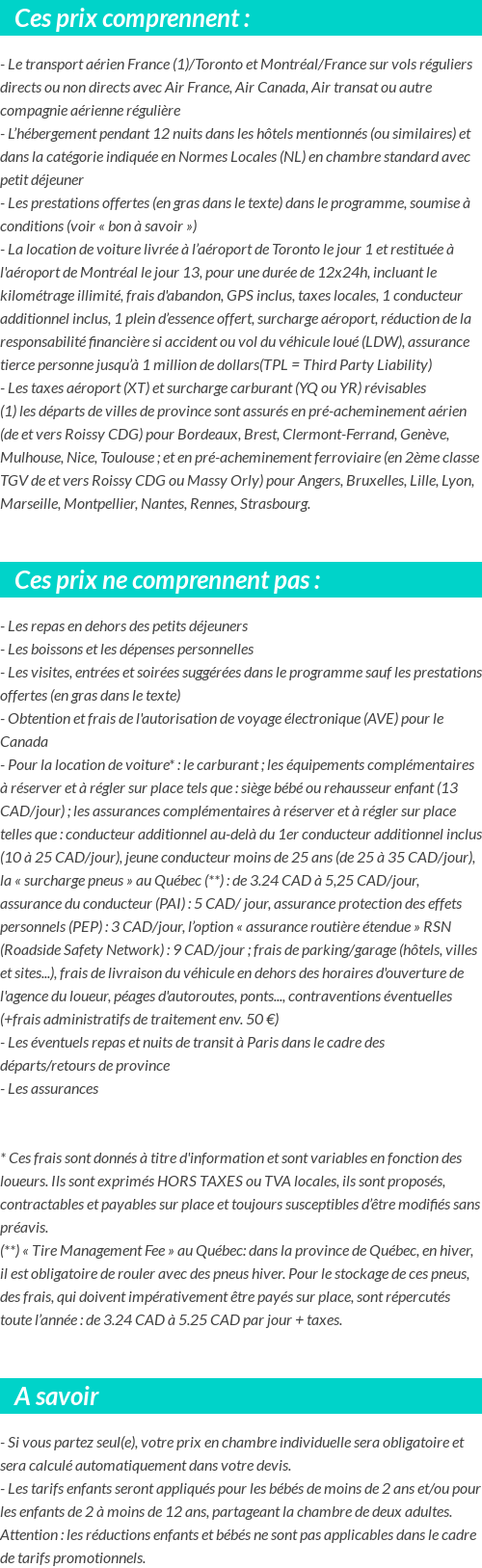 Conditions tarifaires