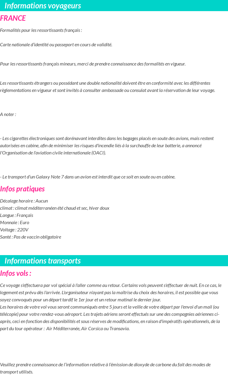 Formalités et infos voyageurs