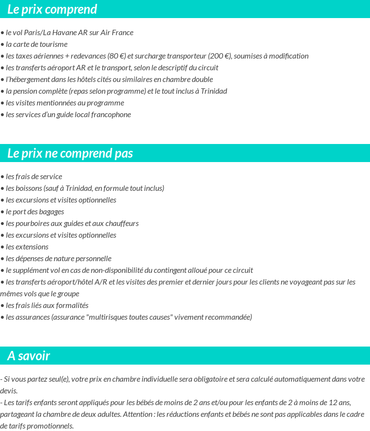 Conditions tarifaires