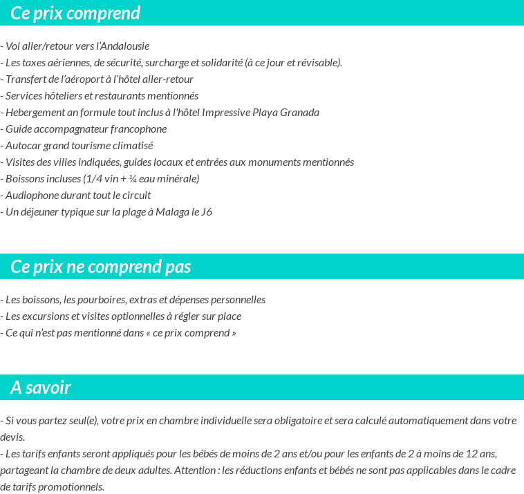 Conditions tarifaires