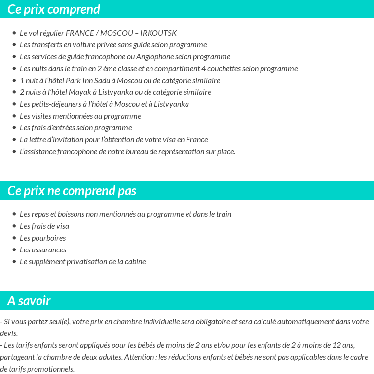 Conditions tarifaires