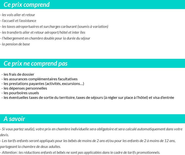 Conditions tarifaires