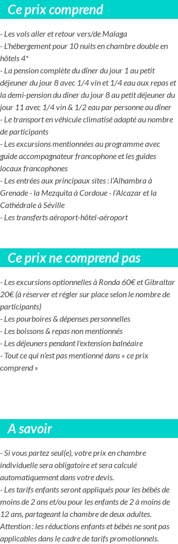 Conditions tarifaires