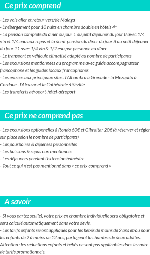 Conditions tarifaires