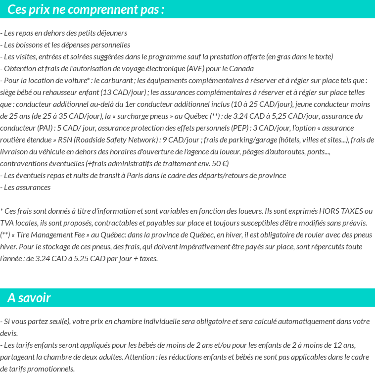 Conditions tarifaires