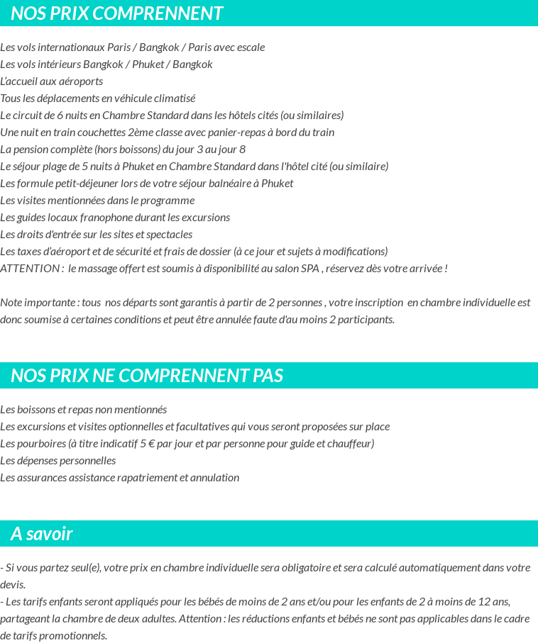 Conditions tarifaires