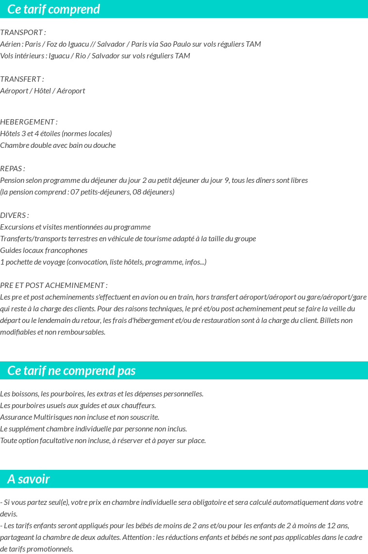 Conditions tarifaires