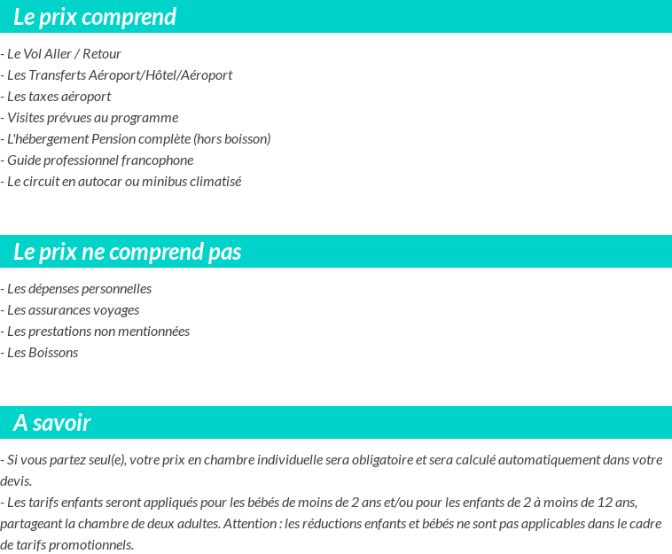 Conditions tarifaires