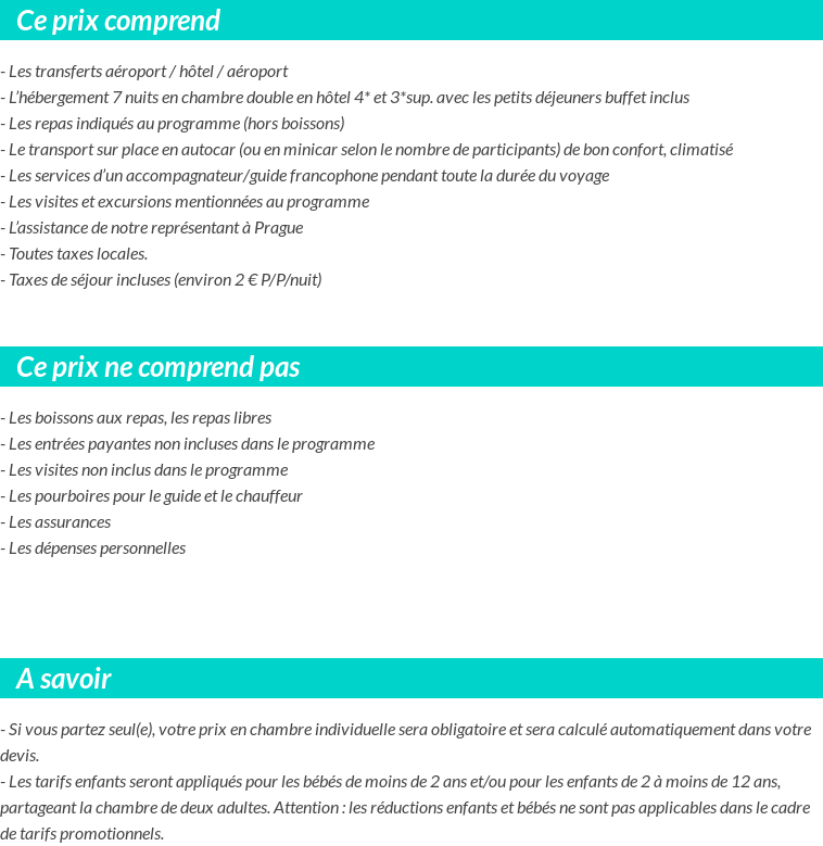 Conditions tarifaires