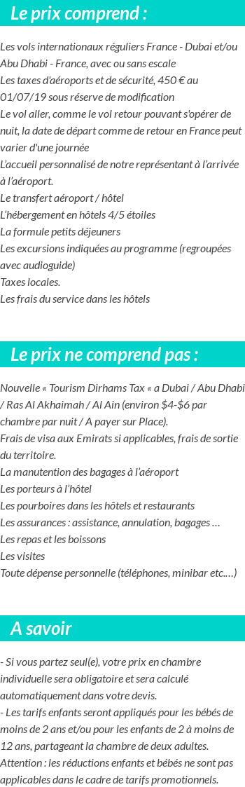 Conditions tarifaires