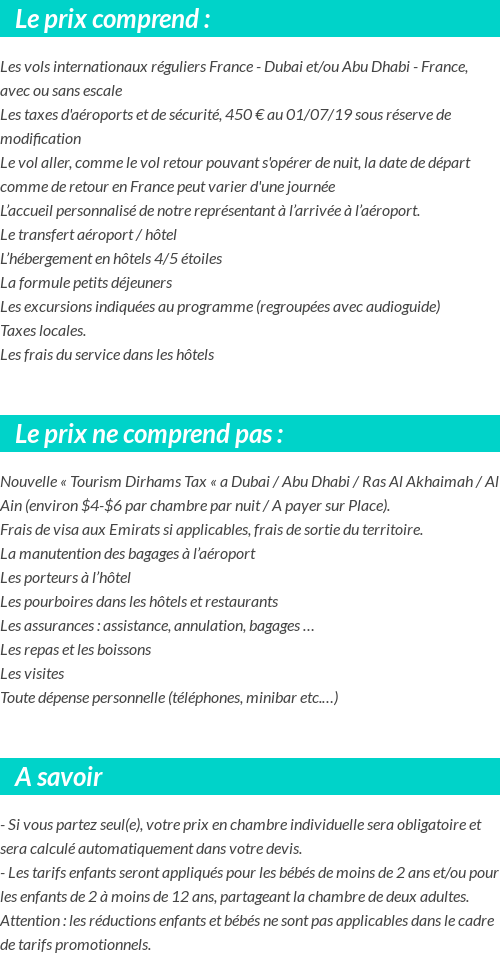 Conditions tarifaires