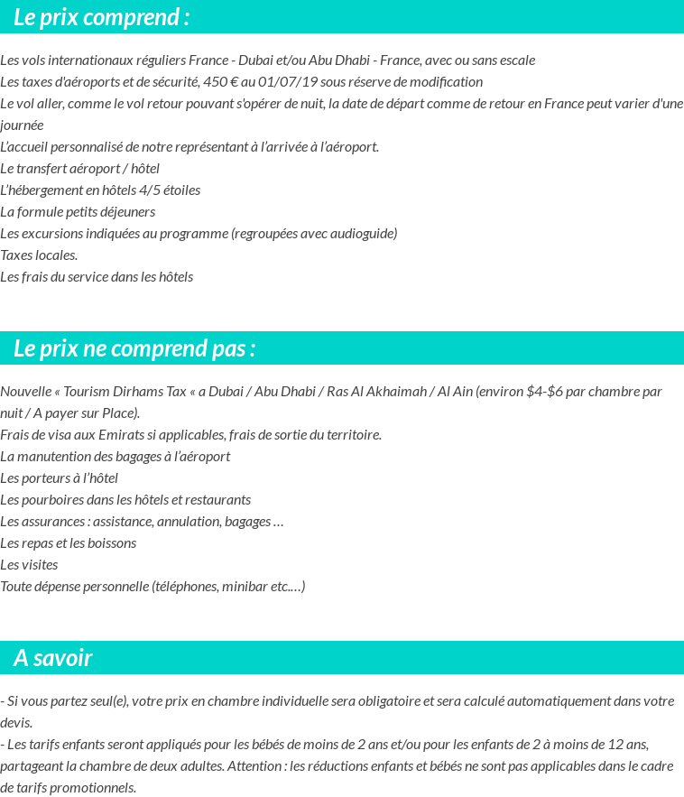 Conditions tarifaires