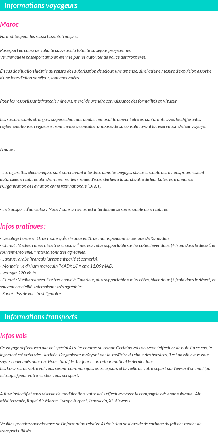 Formalités et infos voyageurs