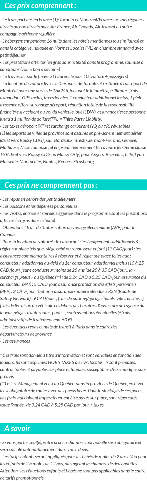 Conditions tarifaires