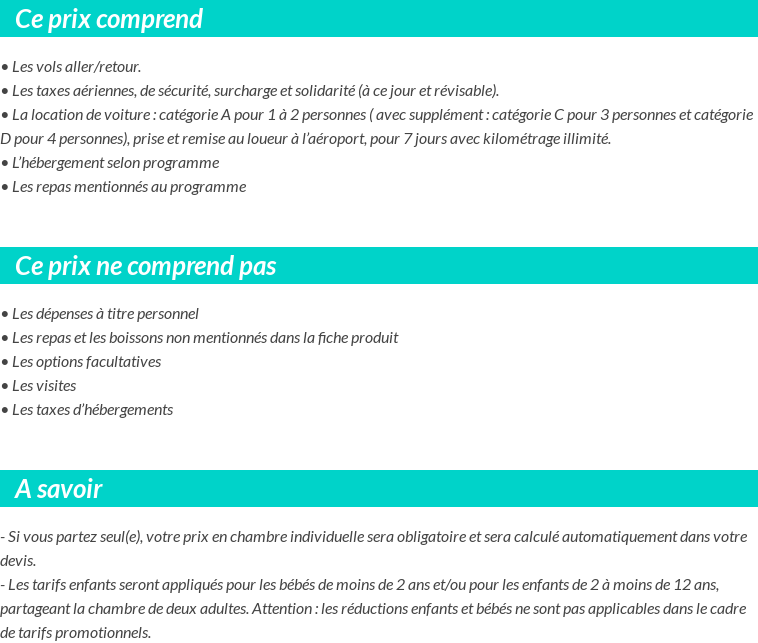 Conditions tarifaires